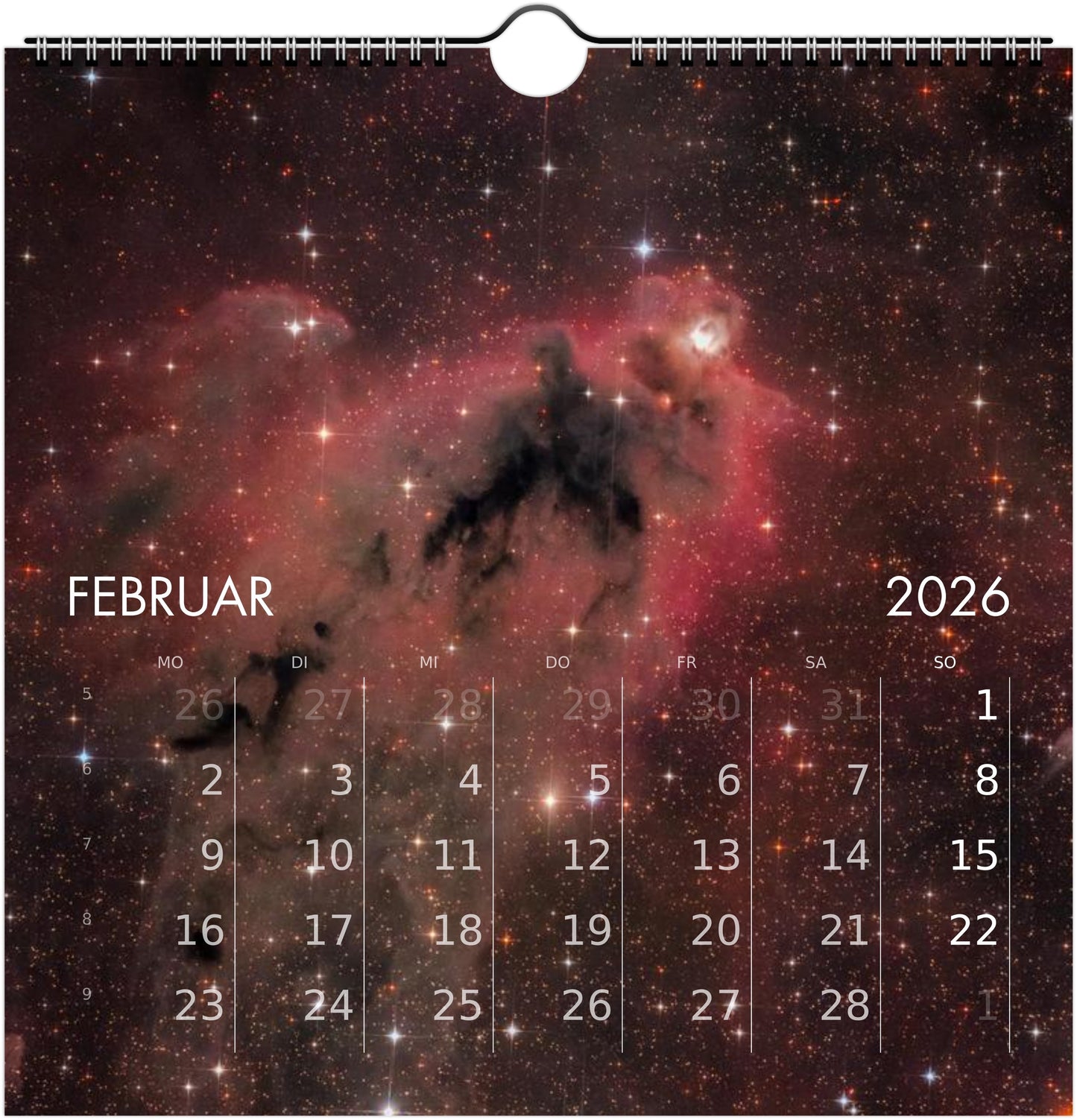 Wandkalender Astronomie 2026 21x21cm (EU & Rest der Welt)