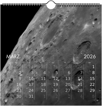 Wandkalender Astronomie 2026 21x21cm (EU & Rest der Welt)