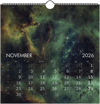 Wandkalender Astronomie 2026 21x21cm (EU & Rest der Welt)