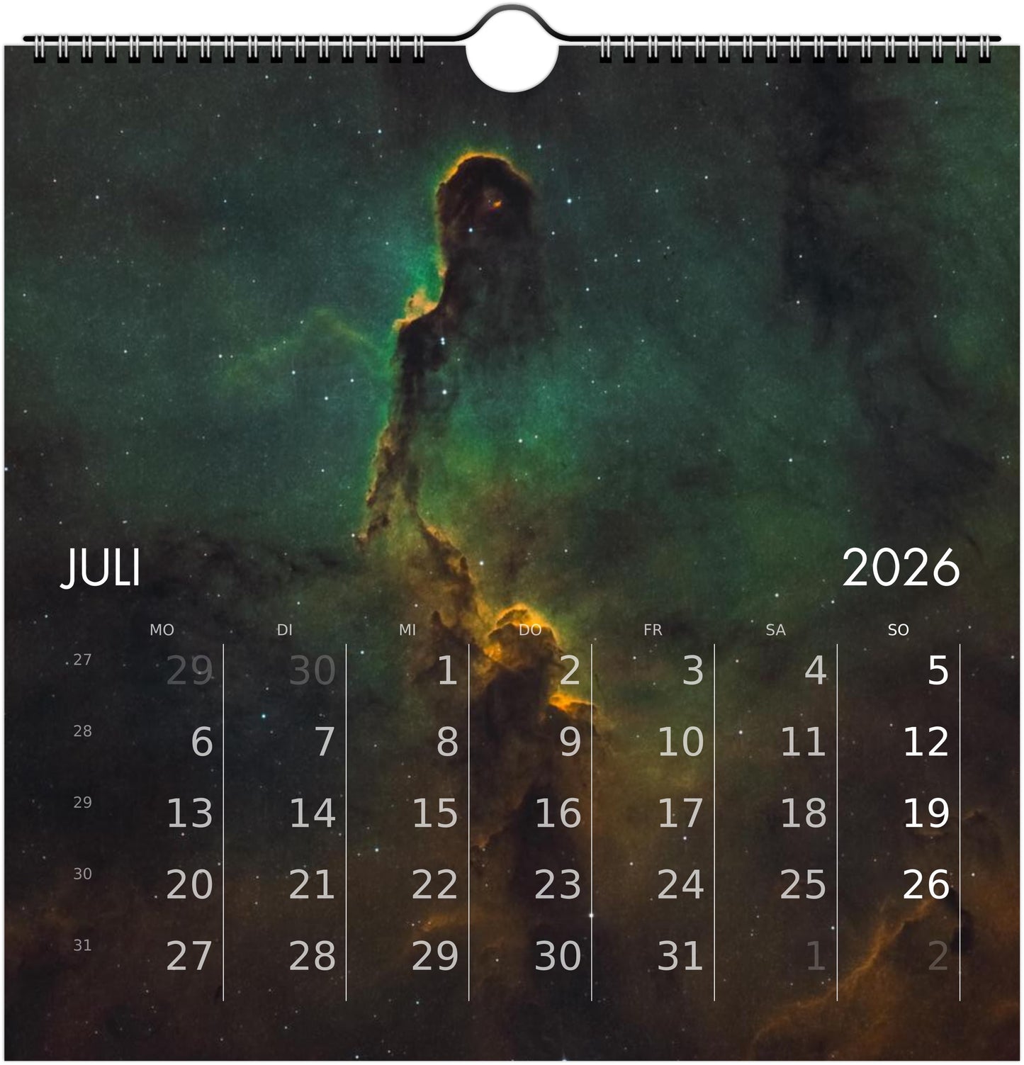 Wandkalender Astronomie 2026 21x21cm (EU & Rest der Welt)