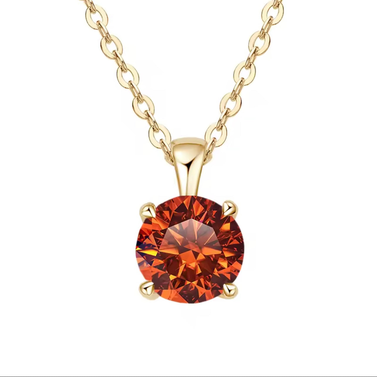 925 Sterling Silber,18K vergoldet - Moissanit Halsketten