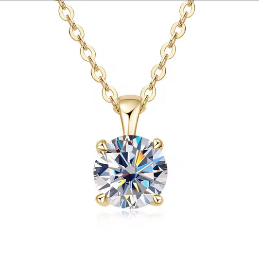 925 Sterling Silber,18K vergoldet - Moissanit Halsketten