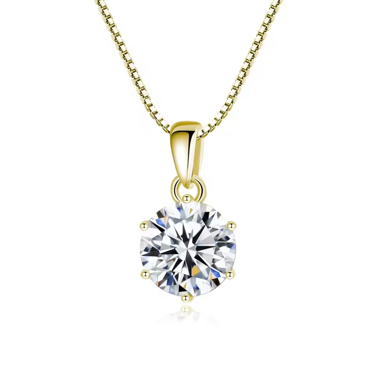 925 Sterling Silber,18K vergoldet - Moissanit Halsketten