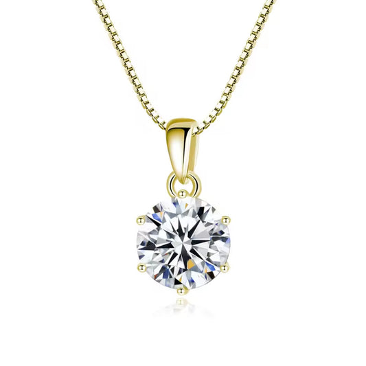 925 Sterling Silber,18K vergoldet - Moissanit Halsketten
