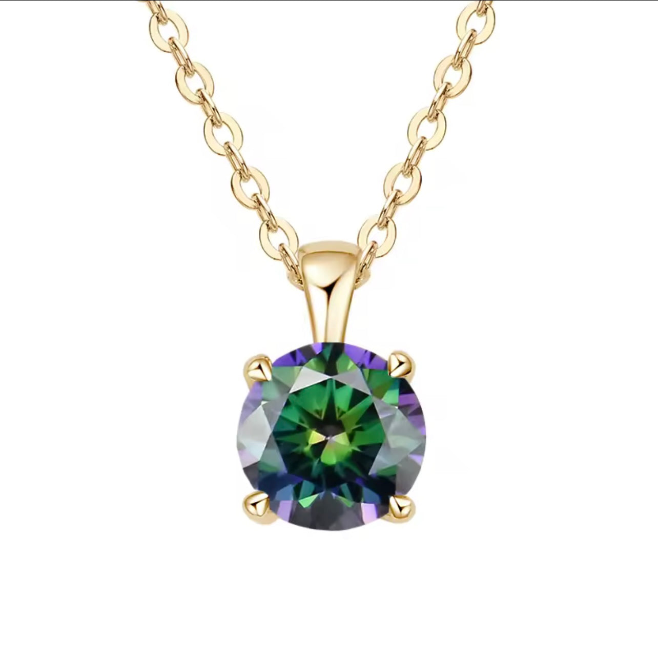 925 Sterling Silber,18K vergoldet - Moissanit Halsketten