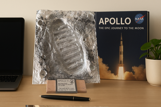 Apollo 11 – Handgefertigtes Keramikrelief des ersten Fußabdrucks auf dem Mond