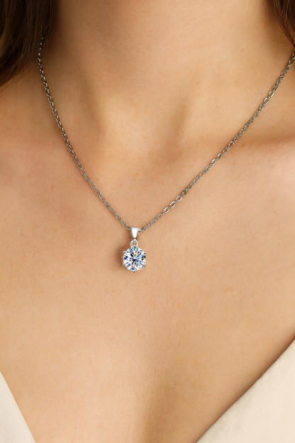 925 Sterling Silber natur - Moissanit Halsketten